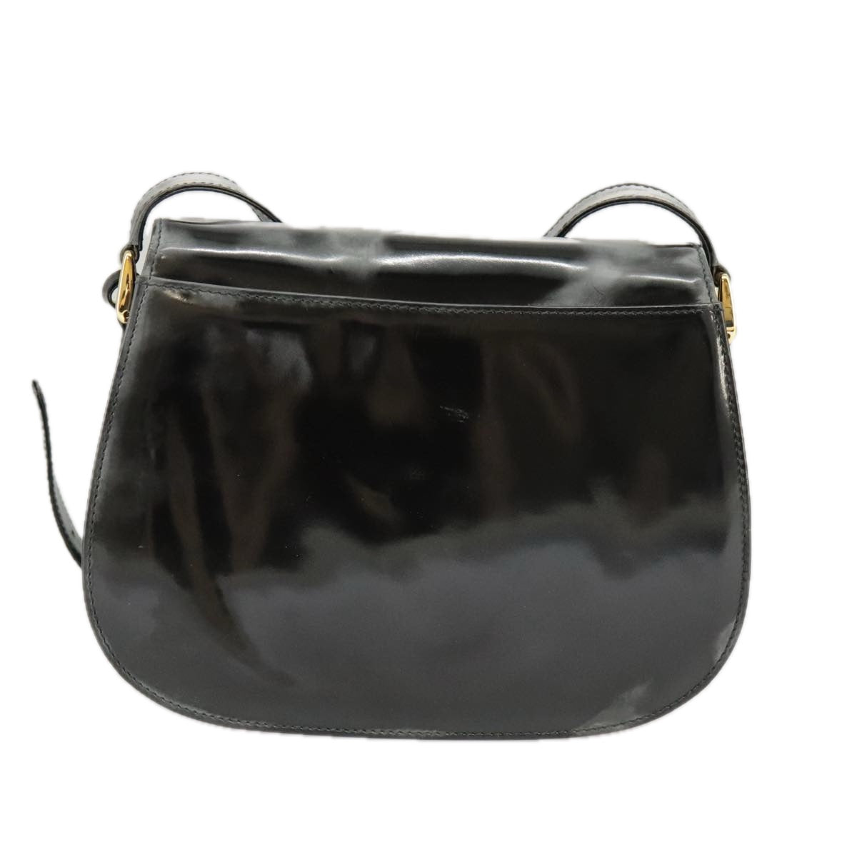 GUCCI Shoulder Bag Patent leather Black Gold ep6618