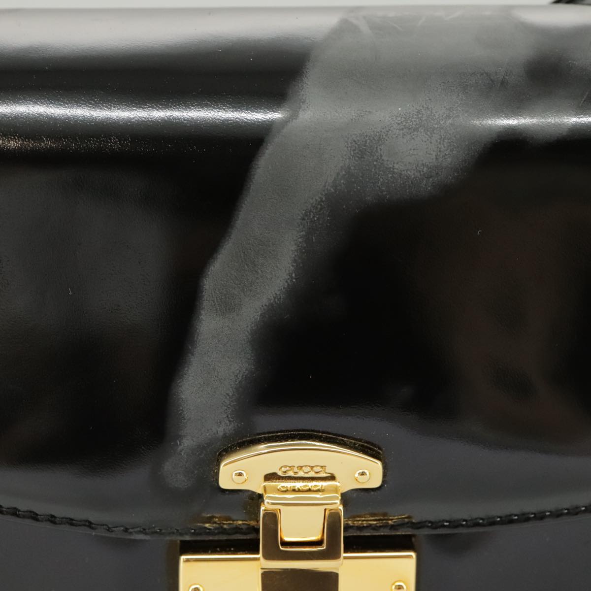 GUCCI Shoulder Bag Patent leather Black Gold ep6618