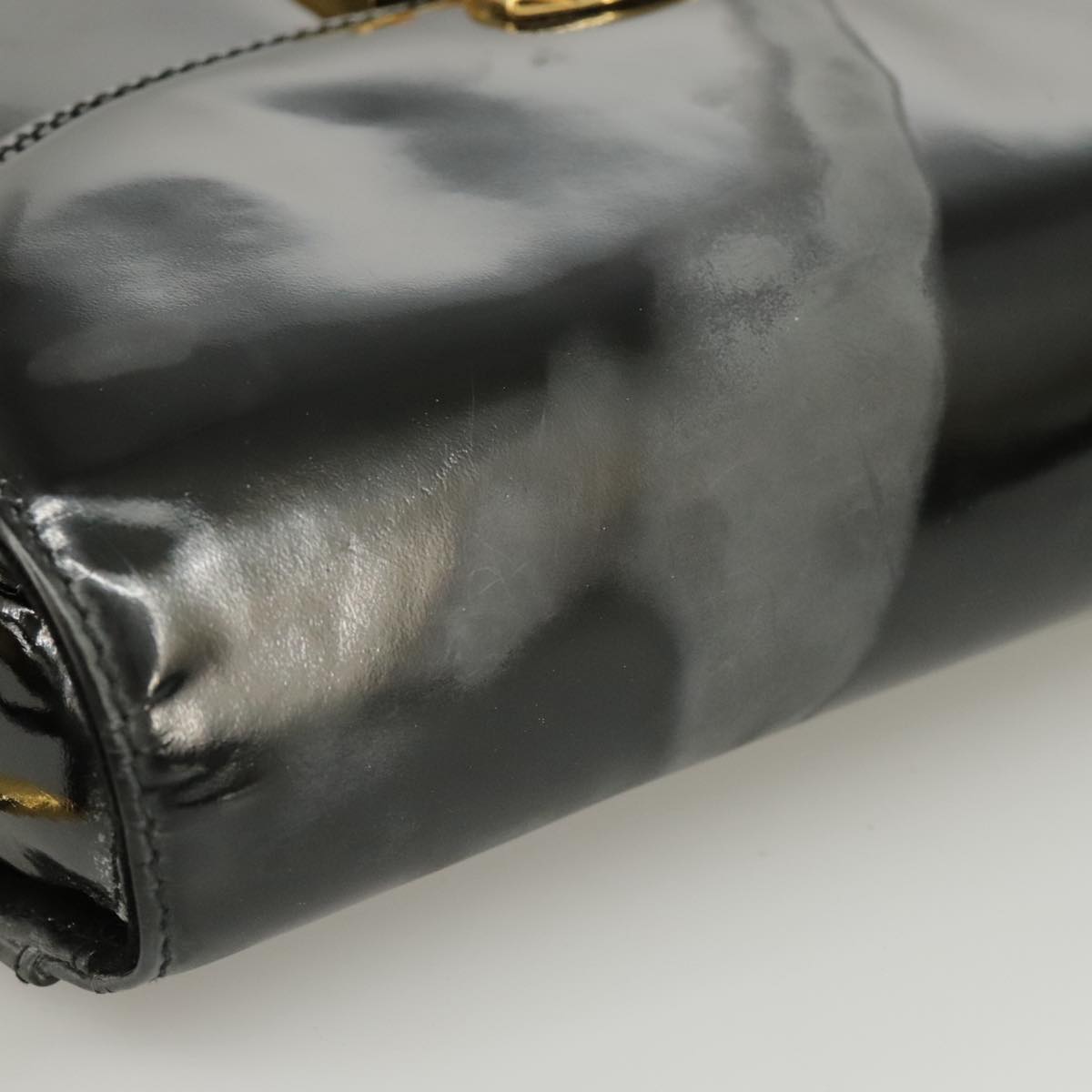 GUCCI Shoulder Bag Patent leather Black Gold ep6618