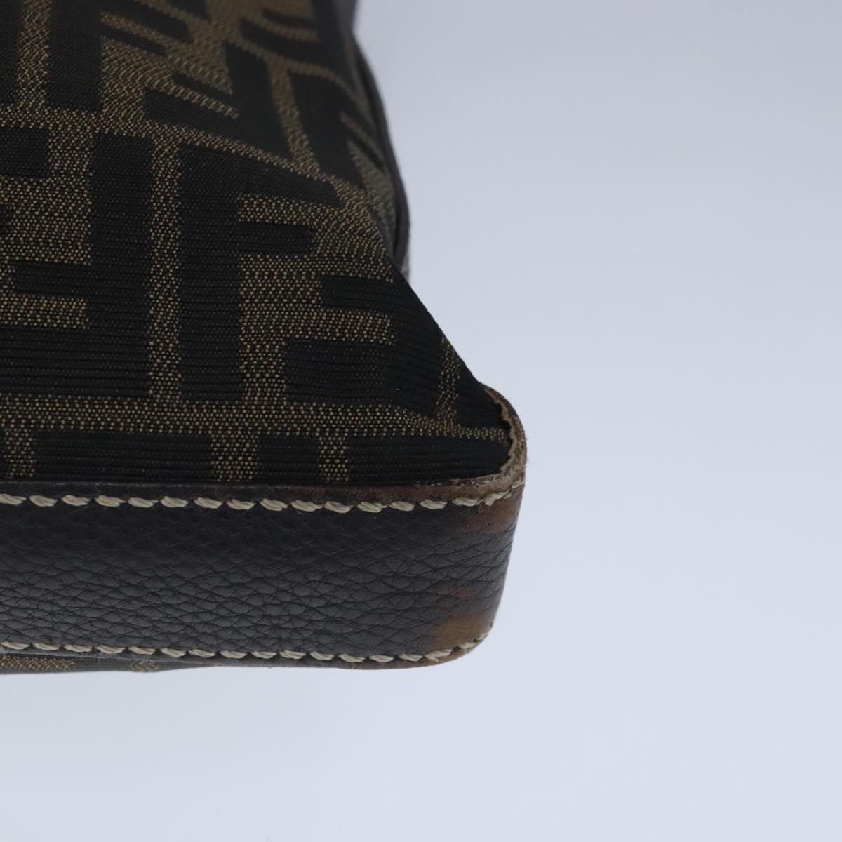 FENDI Celeria Zucca Canvas Shoulder Bag Black Brown ep6625