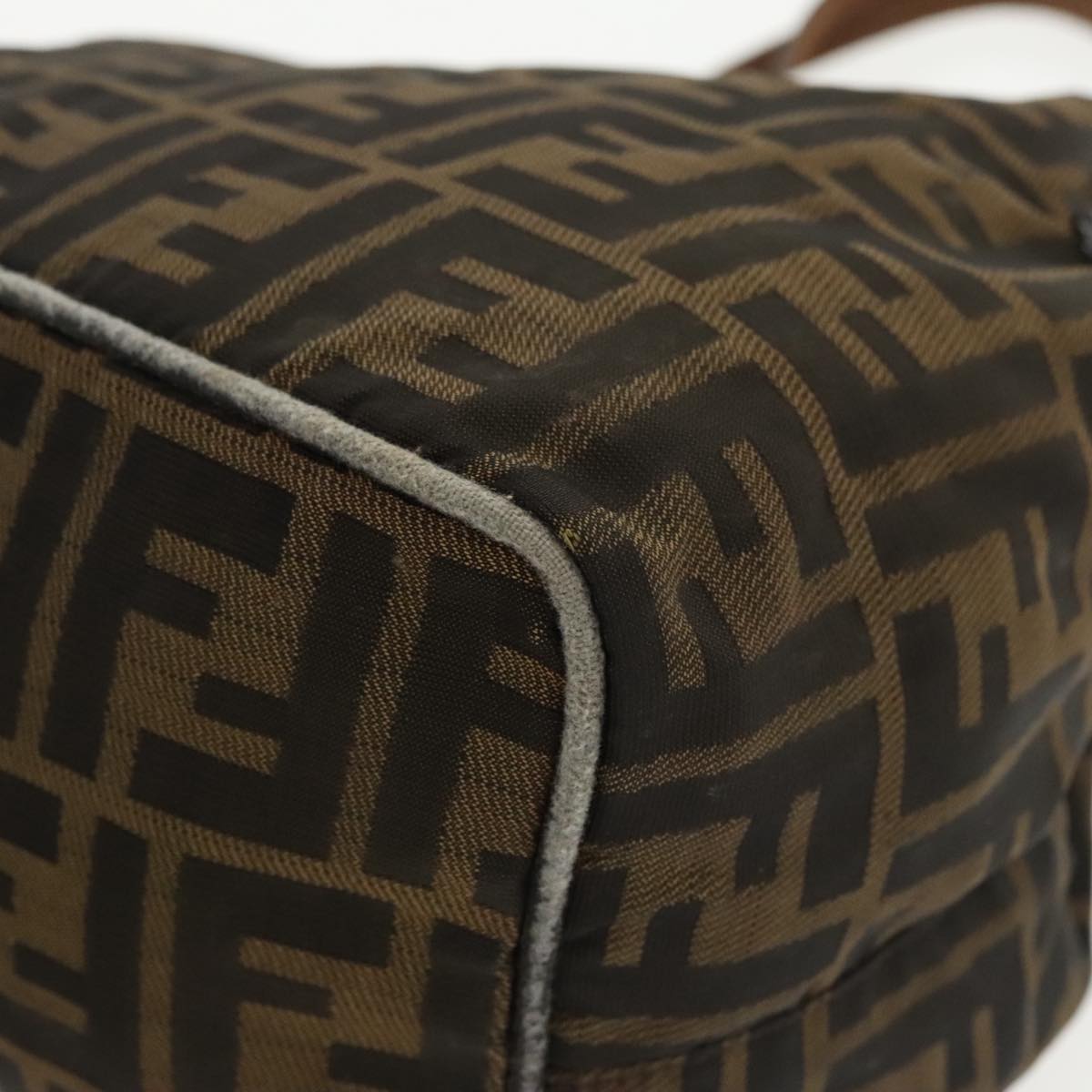 FENDI Zucca Canvas Hand Bag Brown Black Silver ep6629