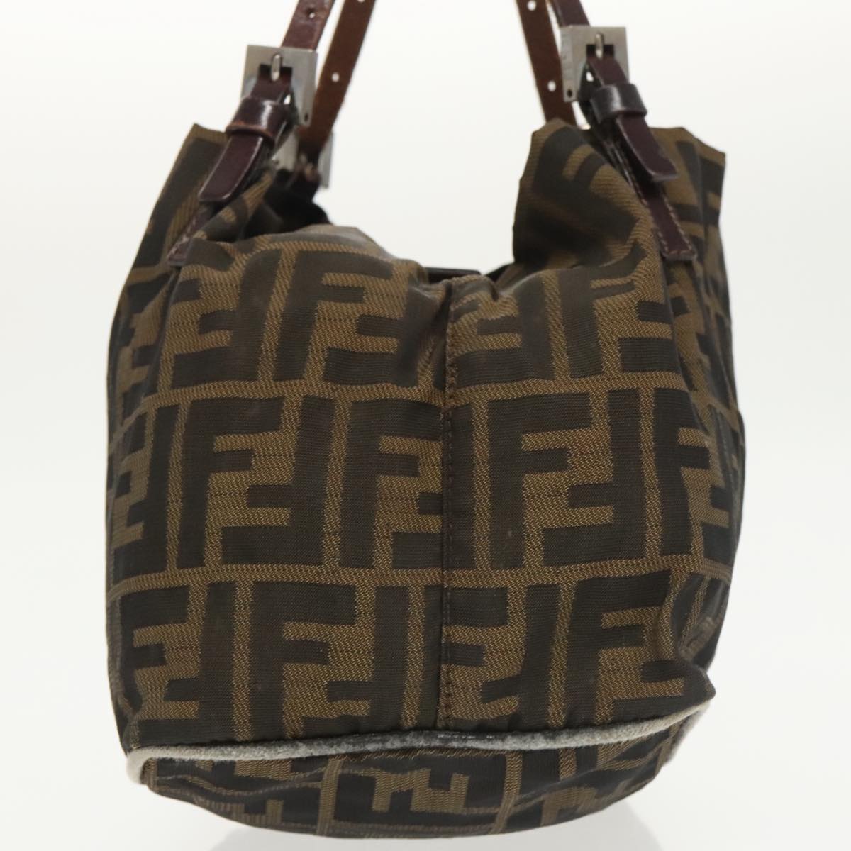 FENDI Zucca Canvas Hand Bag Brown Black Silver ep6629
