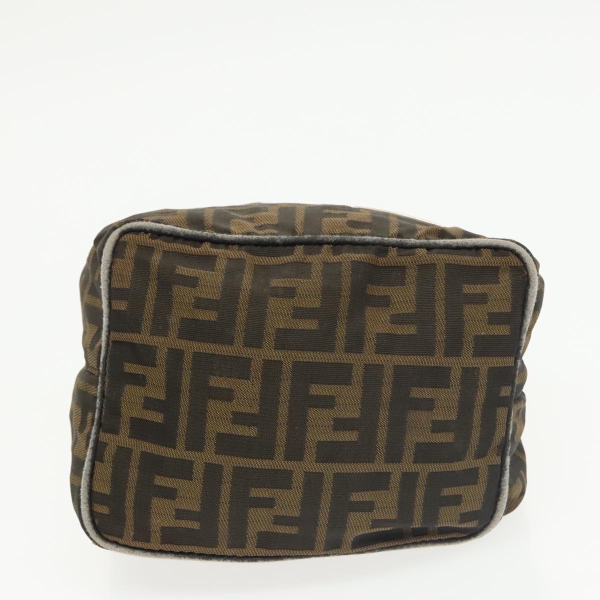 FENDI Zucca Canvas Hand Bag Brown Black Silver ep6629