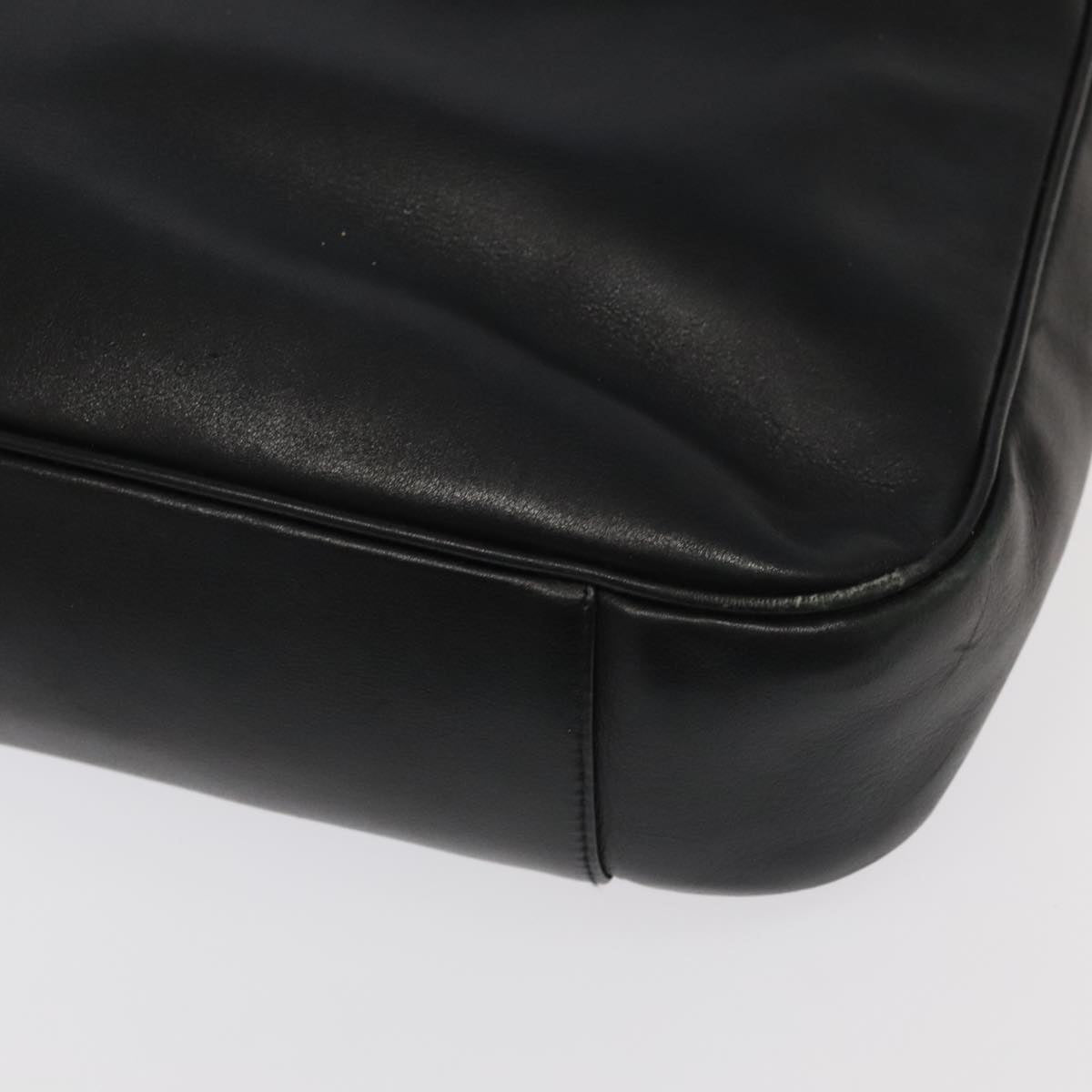 GUCCI Bamboo Hand Bag Leather 2way Black Gold 001 1577 3444 ep6643