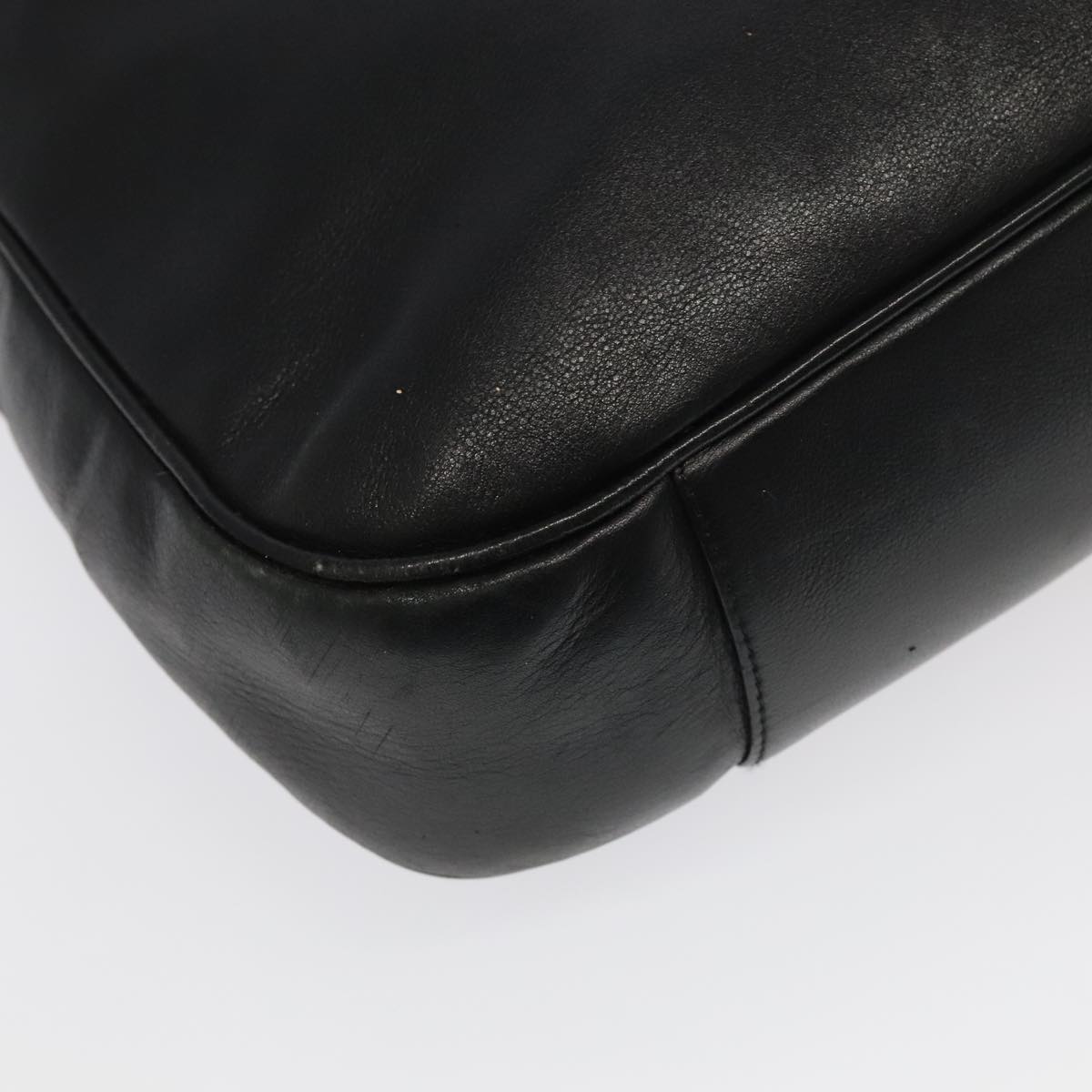 GUCCI Bamboo Hand Bag Leather 2way Black Gold 001 1577 3444 ep6643