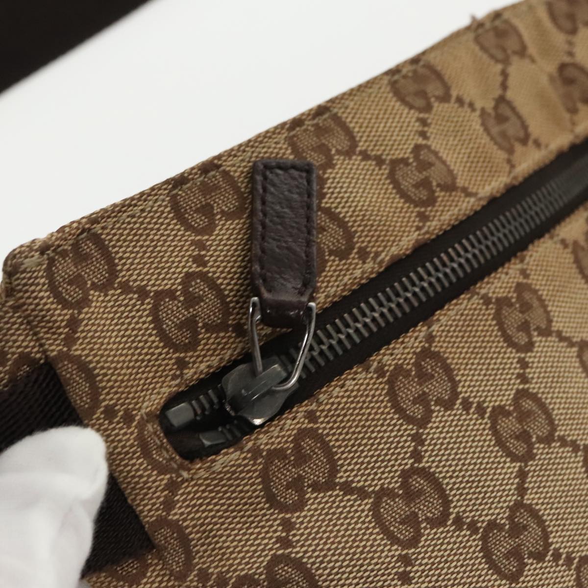 GUCCI GG Canvas Waist bag Beige Silver 28566 ep6664