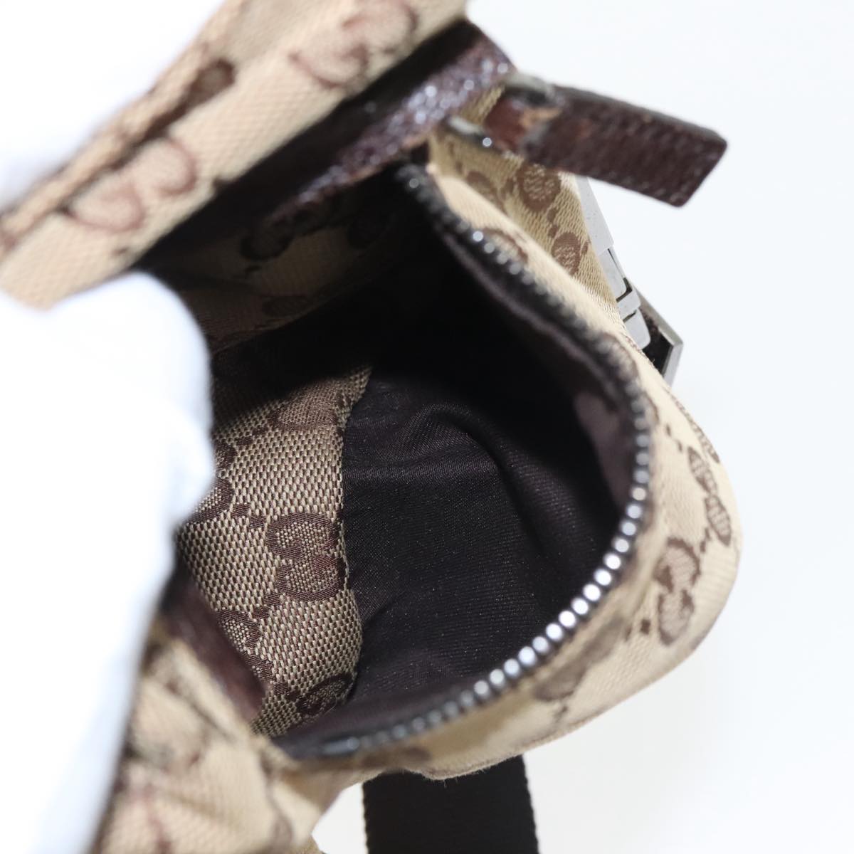 GUCCI GG Canvas Waist bag Beige Silver 28566 ep6664