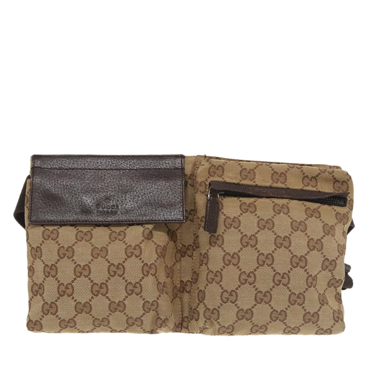 GUCCI GG Canvas Waist bag Beige Silver 28566 ep6664