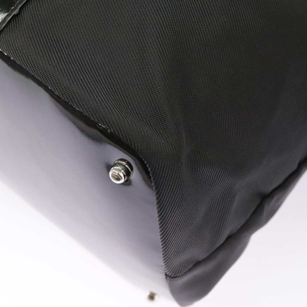 GUCCI Bamboo Hand Bag Nylon Black Silver 002 2058 0412 5 ep6674