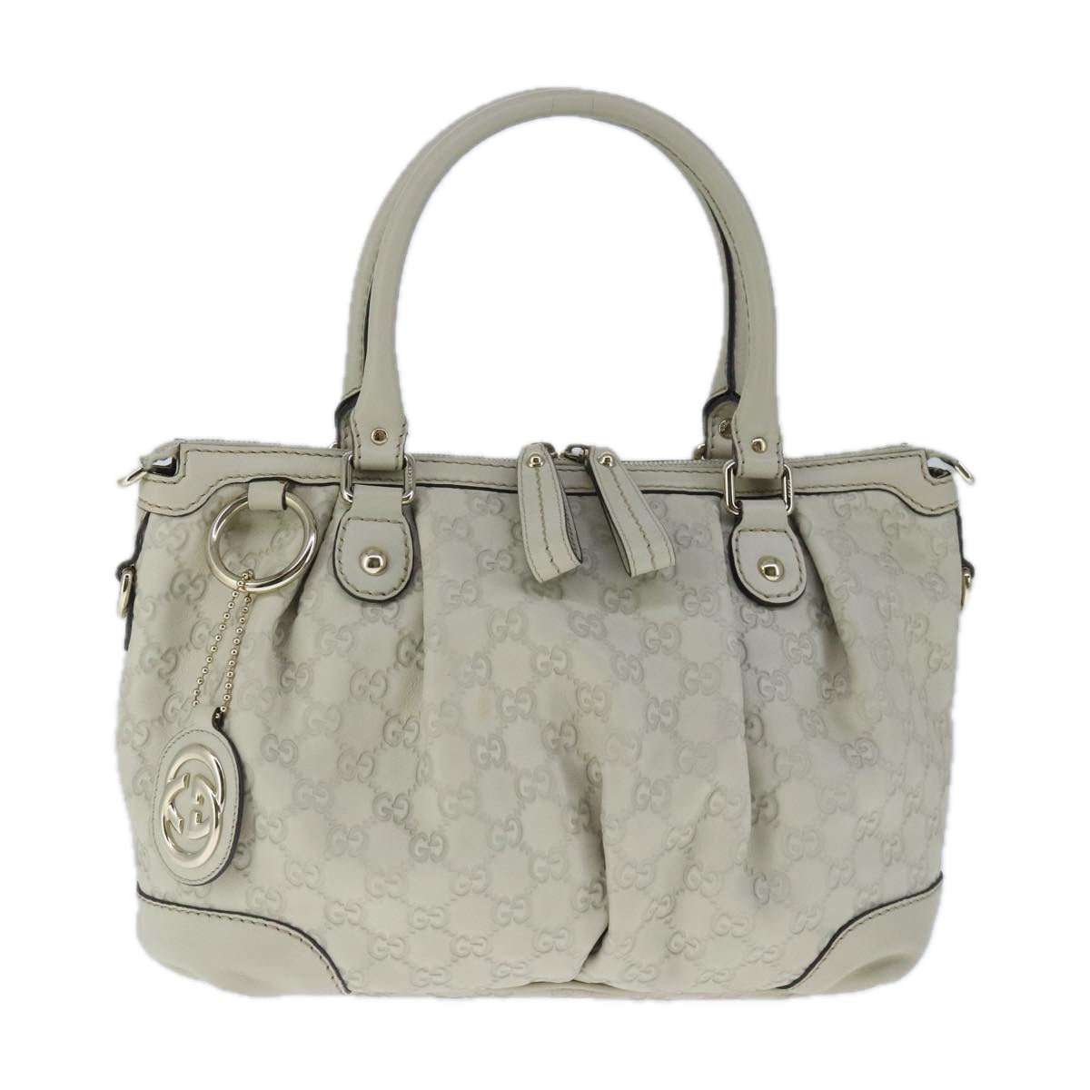 GUCCI Guccissima GG Sukey Hand Bag Leather White ep6679