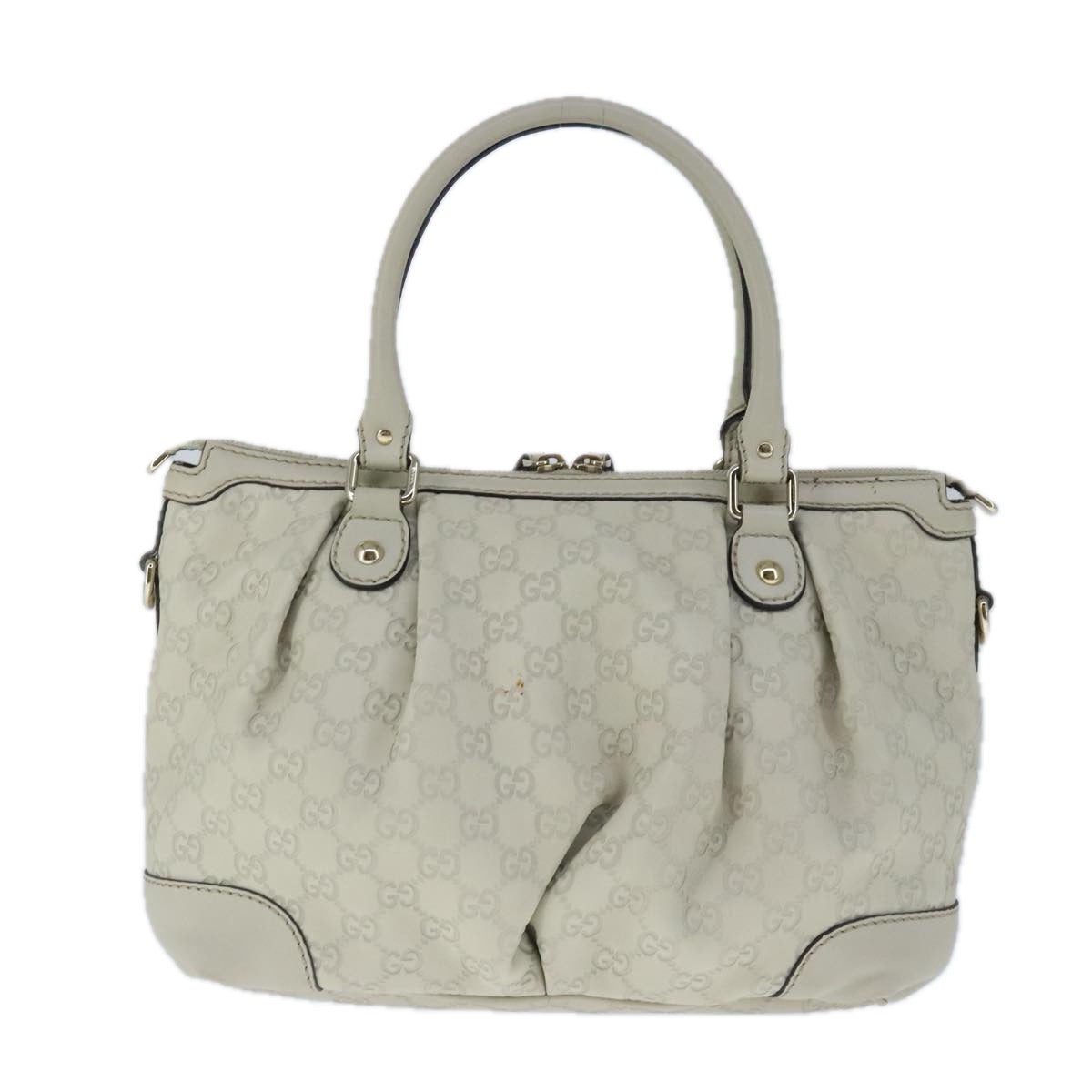 GUCCI Guccissima GG Sukey Hand Bag Leather White ep6679