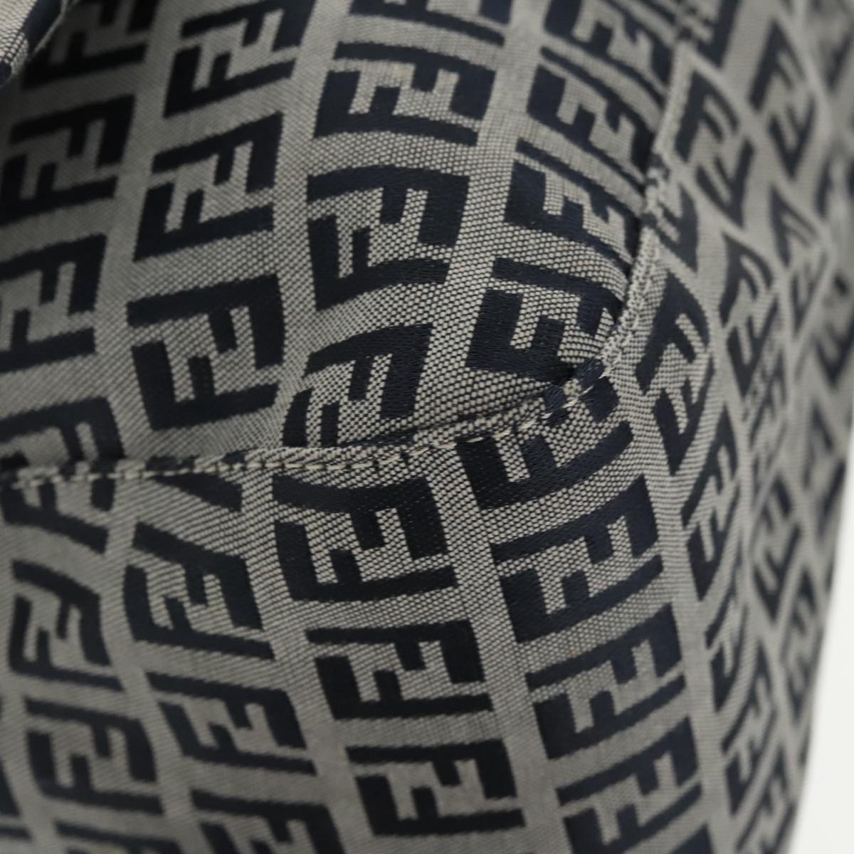 FENDI Zucchino Canvas Mamma Baguette Shoulder Bag Navy ep6716