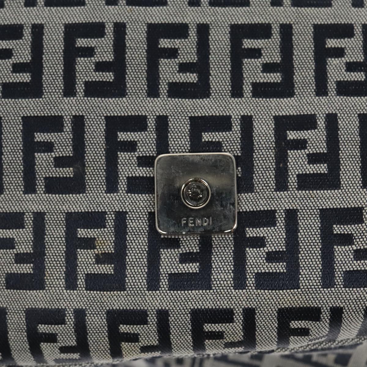 FENDI Zucchino Canvas Mamma Baguette Shoulder Bag Navy ep6716