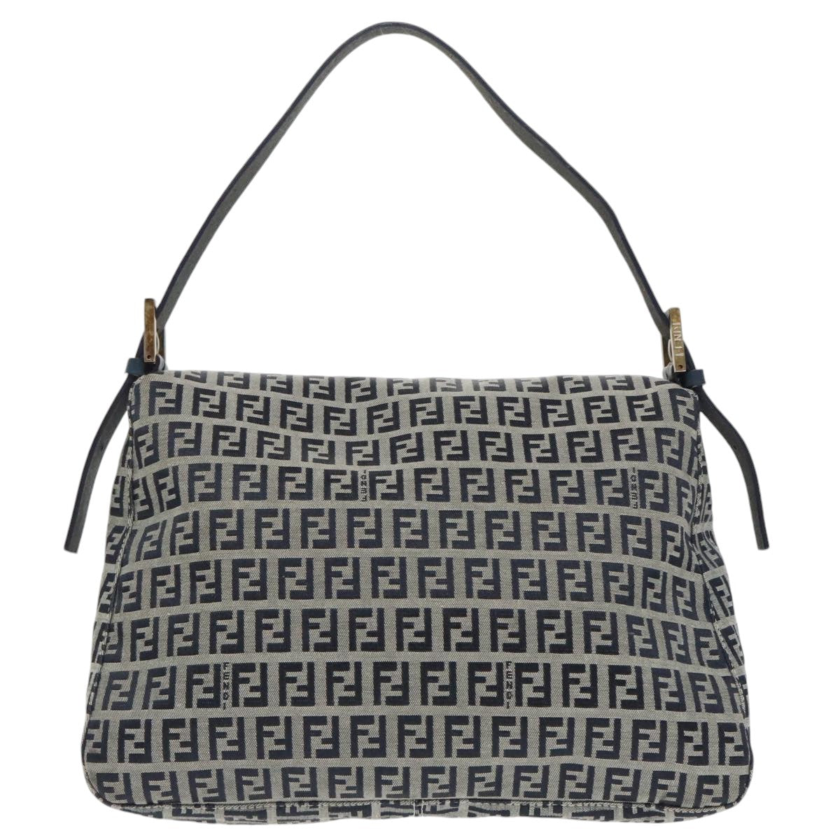FENDI Zucchino Canvas Mamma Baguette Shoulder Bag Navy ep6716