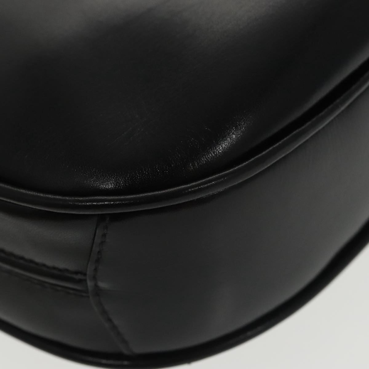 GUCCI Web Sherry Line Shoulder Bag Leather Black Gold ep6727