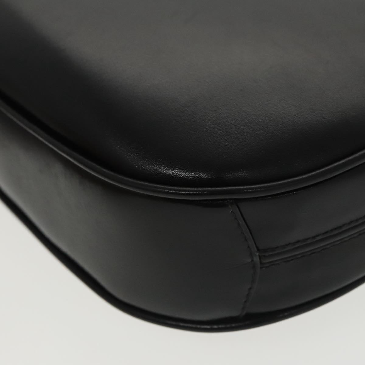 GUCCI Web Sherry Line Shoulder Bag Leather Black Gold ep6727