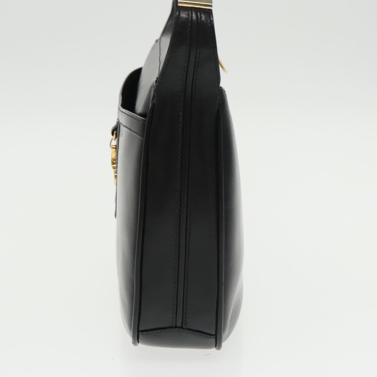 GUCCI Web Sherry Line Shoulder Bag Leather Black Gold ep6727