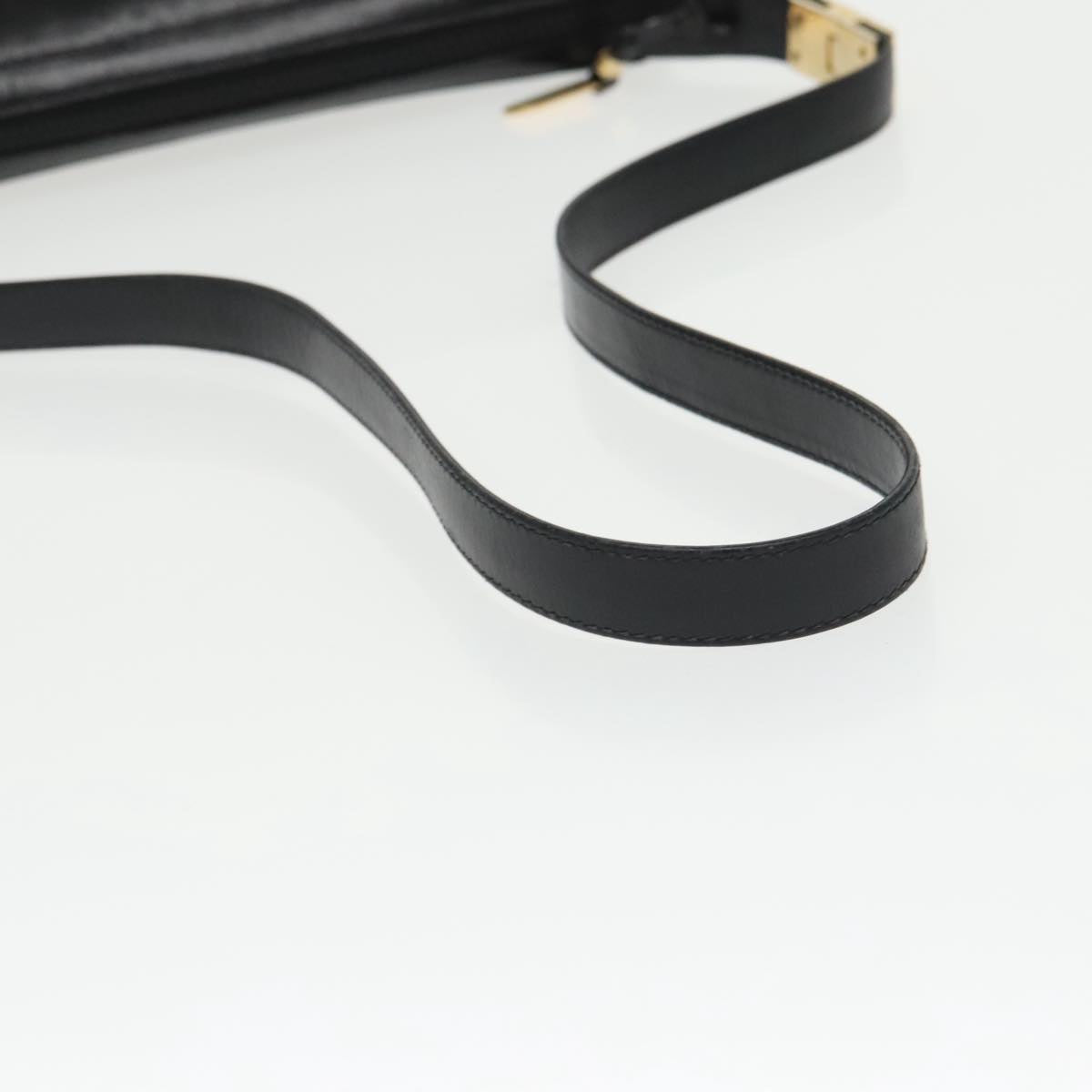 GUCCI Web Sherry Line Shoulder Bag Leather Black Gold ep6727