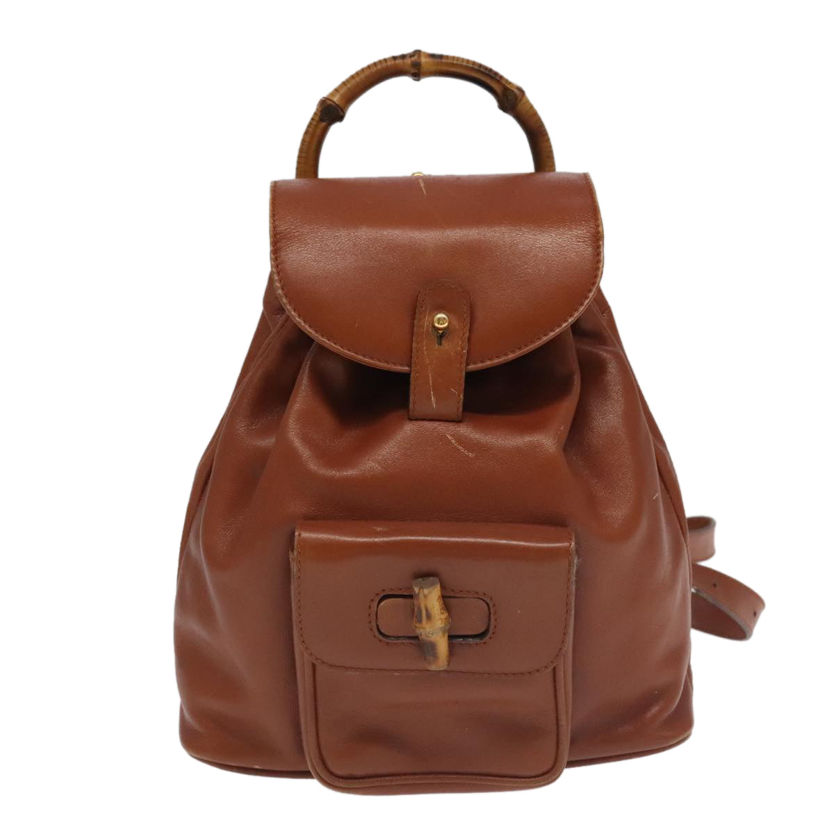 GUCCI Bamboo Backpack Leather Brown Gold 003 3444 0030 ep6741