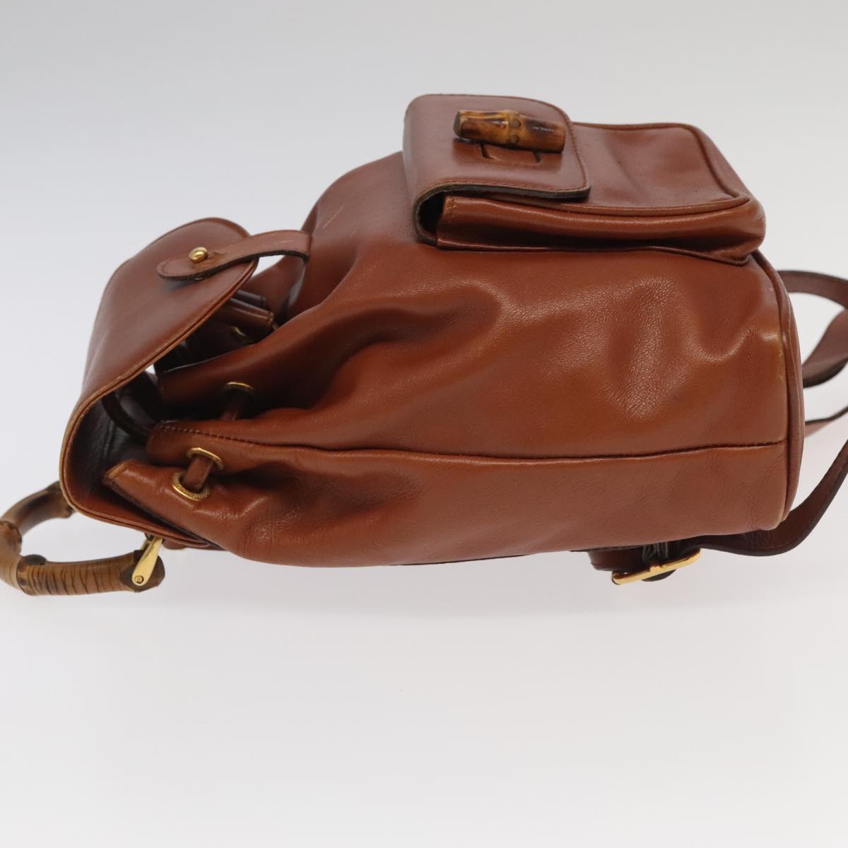 GUCCI Bamboo Backpack Leather Brown Gold 003 3444 0030 ep6741