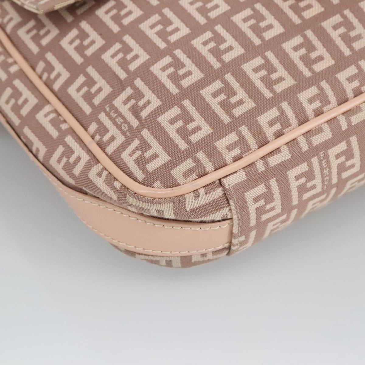 FENDI Zucchino Canvas Shoulder Bag Pink Gold ep6746