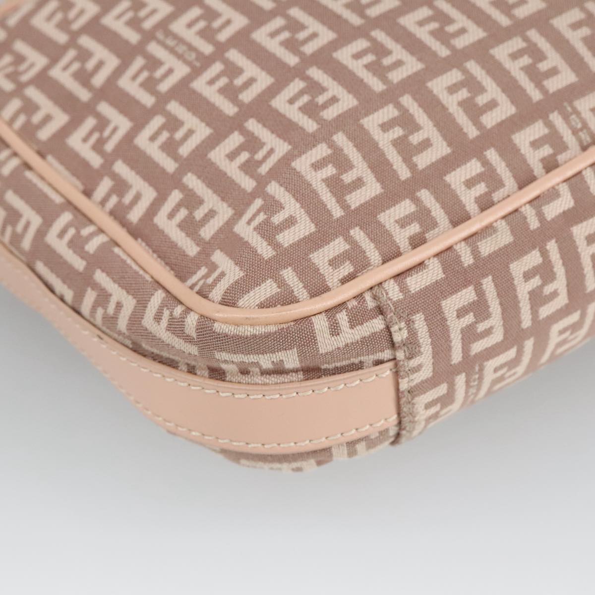 FENDI Zucchino Canvas Shoulder Bag Pink Gold ep6746
