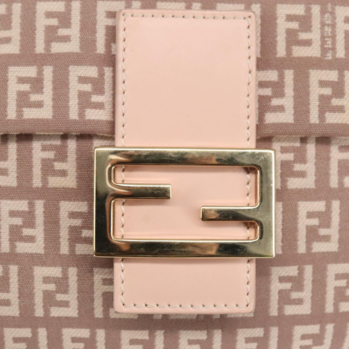 FENDI Zucchino Canvas Shoulder Bag Pink Gold ep6746