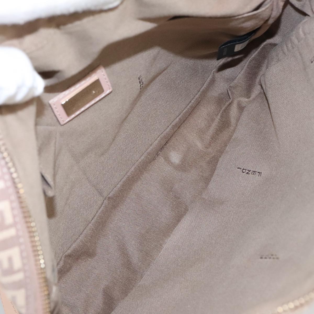 FENDI Zucchino Canvas Shoulder Bag Pink Gold ep6746