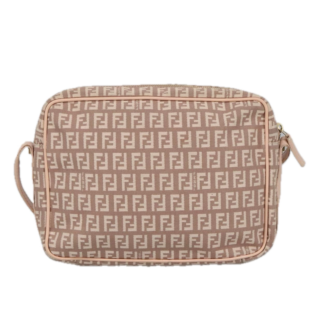 FENDI Zucchino Canvas Shoulder Bag Pink Gold ep6746