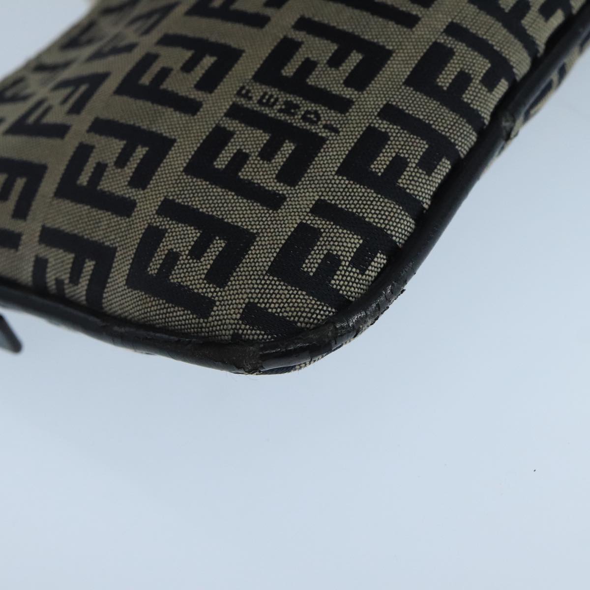 FENDI Zucchino Canvas Mamma Baguette Shoulder Bag Navy Silver ep6828