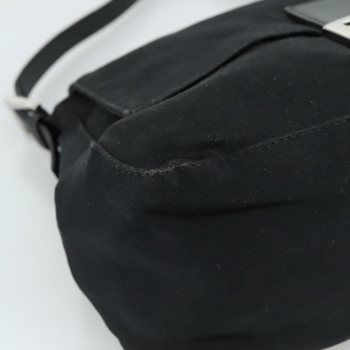 FENDI Mamma Baguette Shoulder Bag Nylon Black Silver ep6902