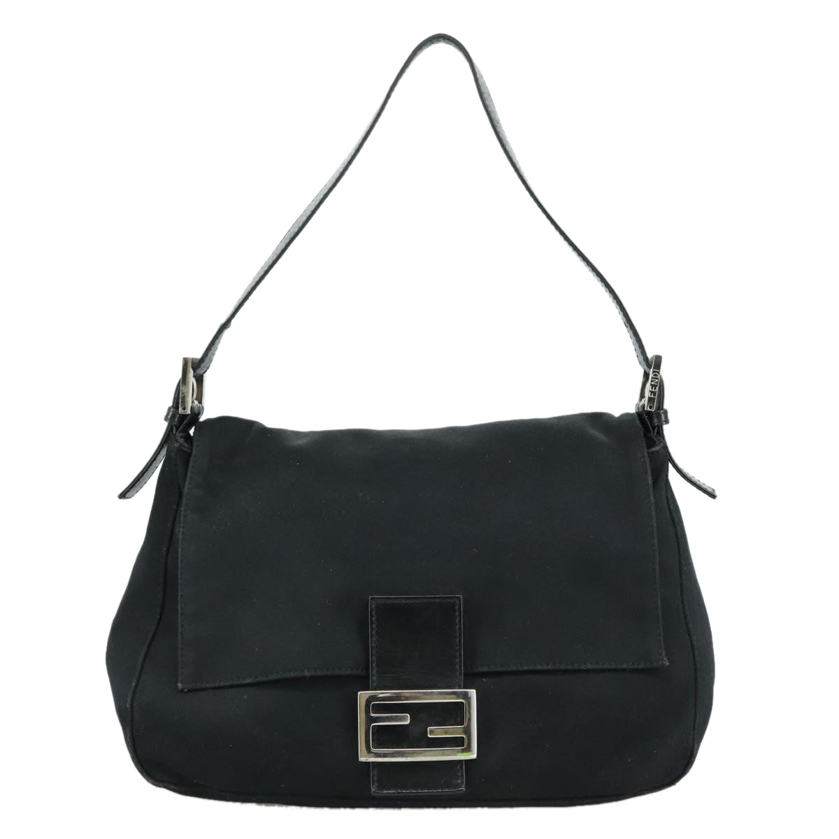 FENDI Mamma Baguette Shoulder Bag Nylon Black Silver ep6902