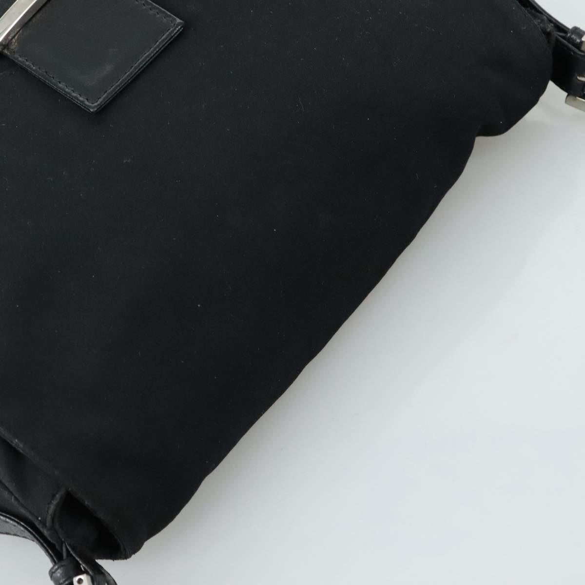 FENDI Mamma Baguette Shoulder Bag Nylon Black Silver ep6902