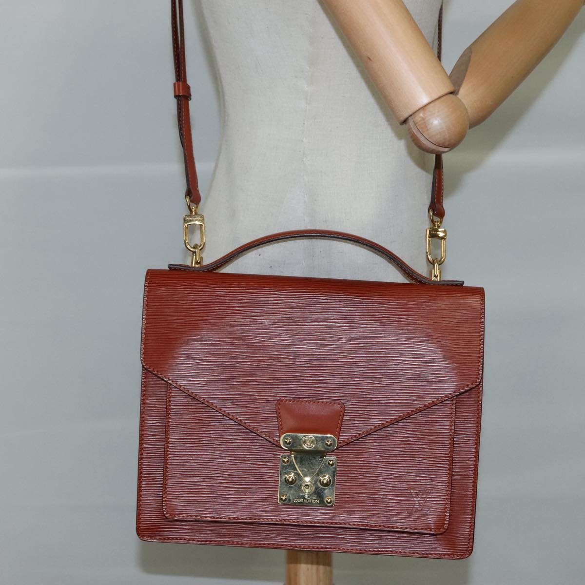 LOUIS VUITTON Epi Monceau 28 Hand Bag Brown M52123 LV ep6907