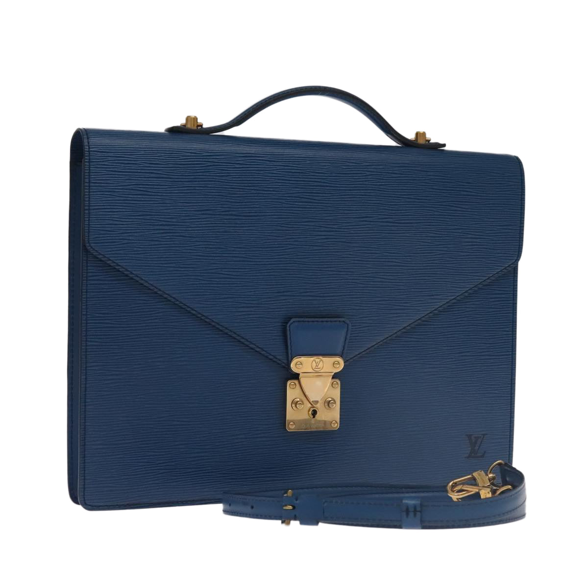 LOUIS VUITTON Epi Porte Documents Bandouliere Bag Toledo Blue LV ep6912