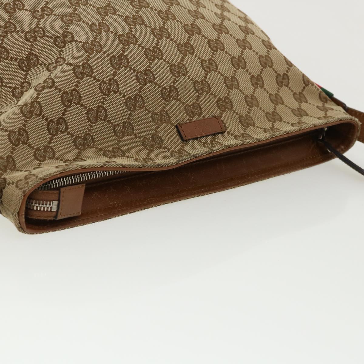 GUCCI Web Sherry Line GG Canvas Shoulder Bag Beige Brown Green 337598 ep701