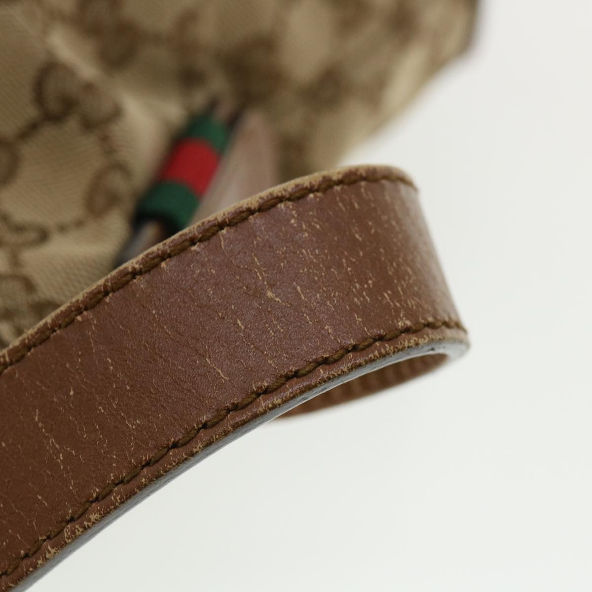 GUCCI Web Sherry Line GG Canvas Shoulder Bag Beige Brown Green 337598 ep701