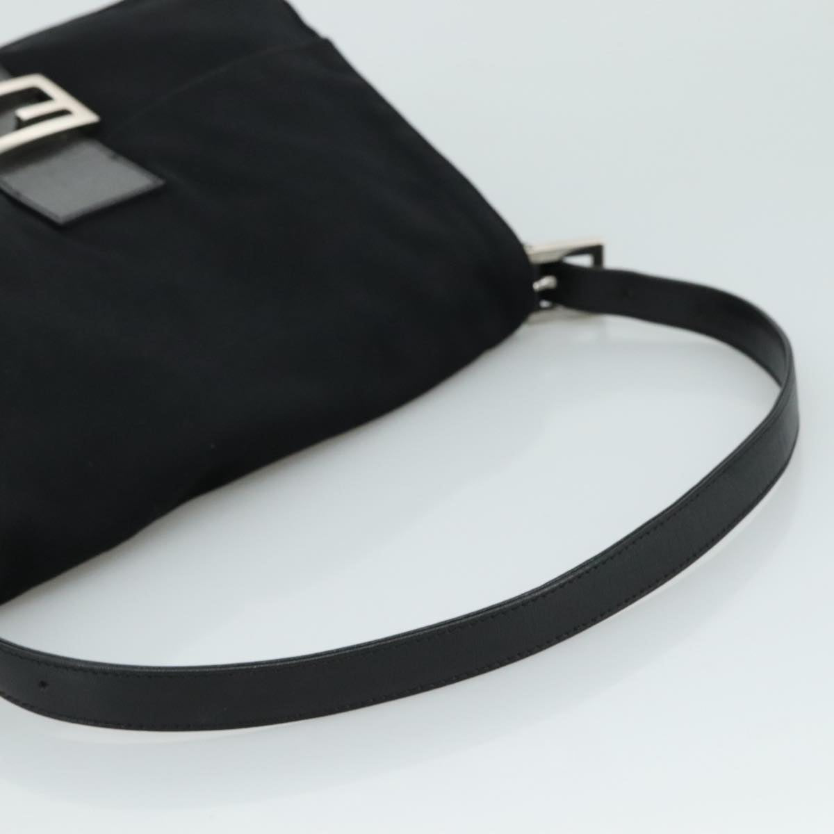 FENDI Mamma Baguette Shoulder Bag Nylon Black Silver ep7119