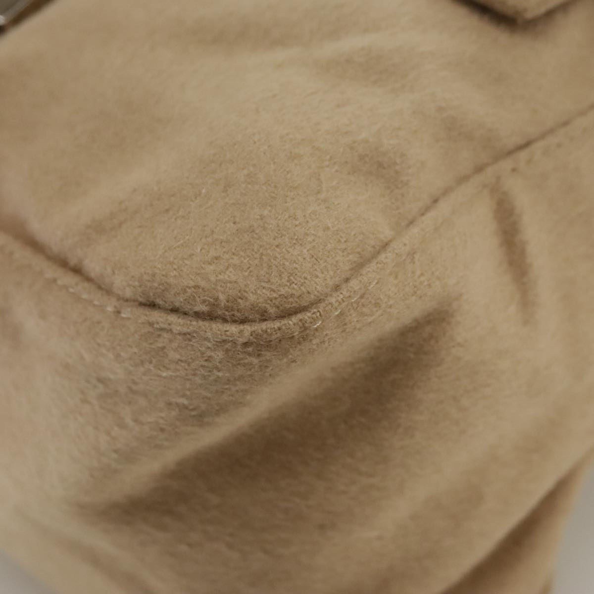 FENDI Mamma Baguette Shoulder Bag Wool Beige Silver ep7141