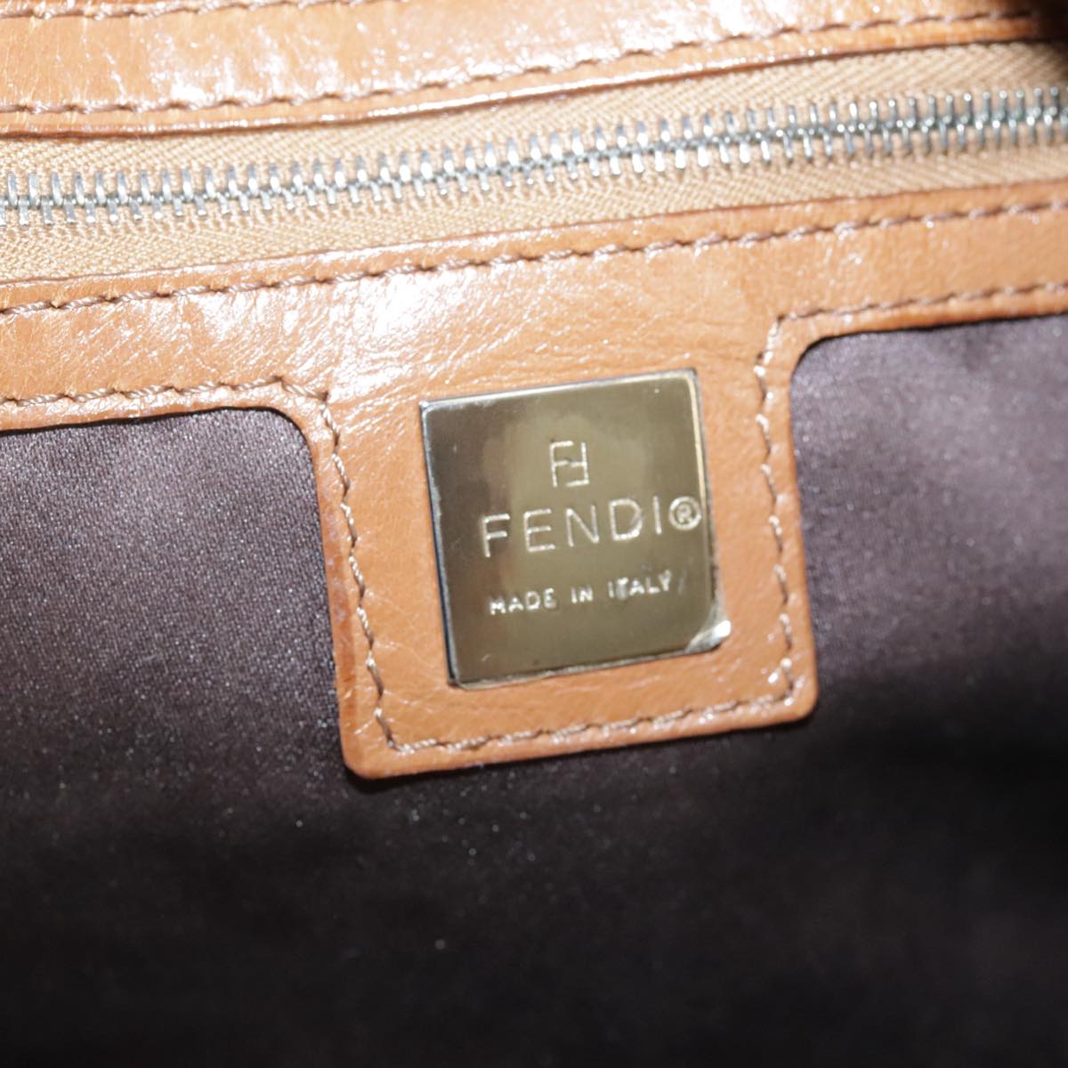 FENDI Mamma Baguette Shoulder Bag Wool Beige Silver ep7141