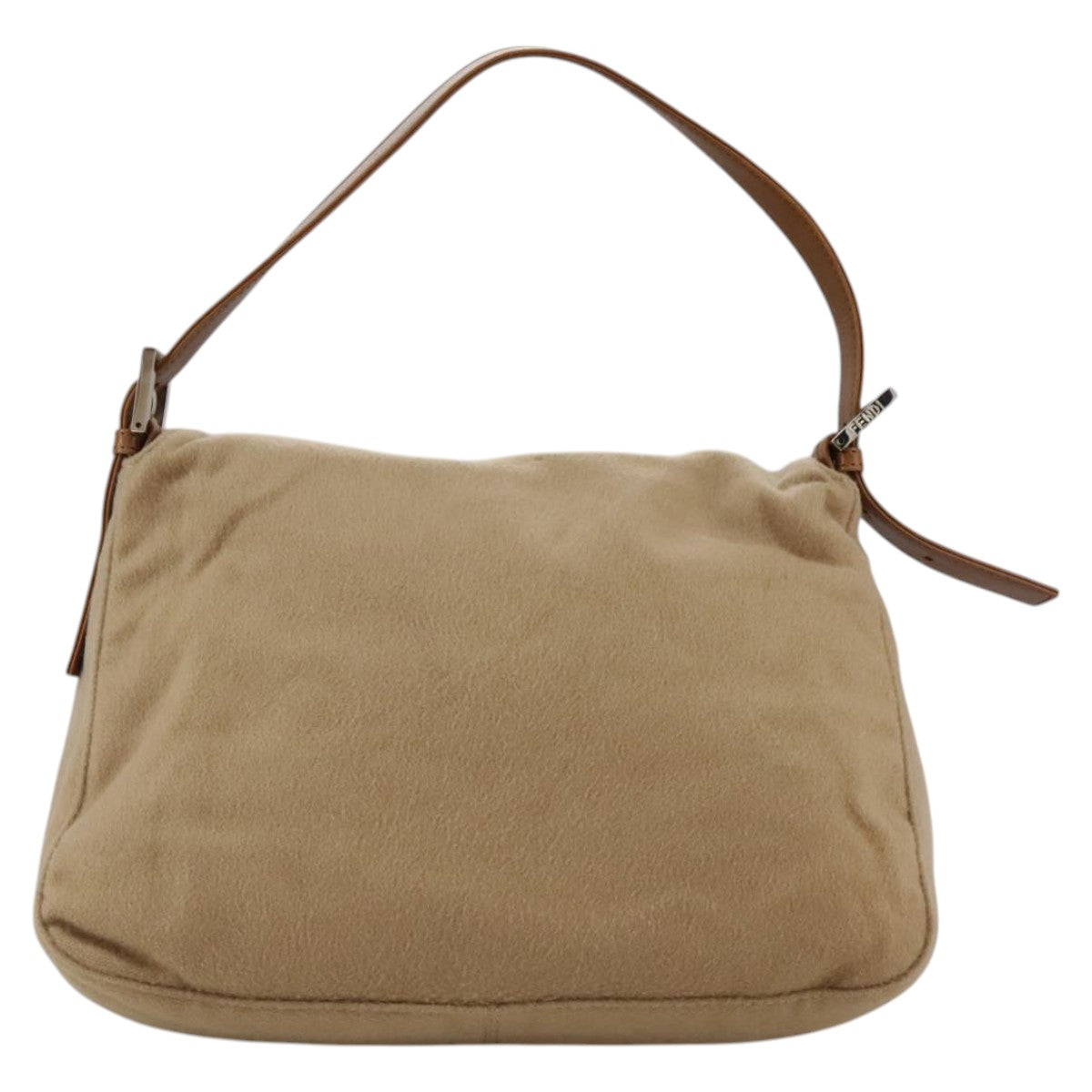 FENDI Mamma Baguette Shoulder Bag Wool Beige Silver ep7141