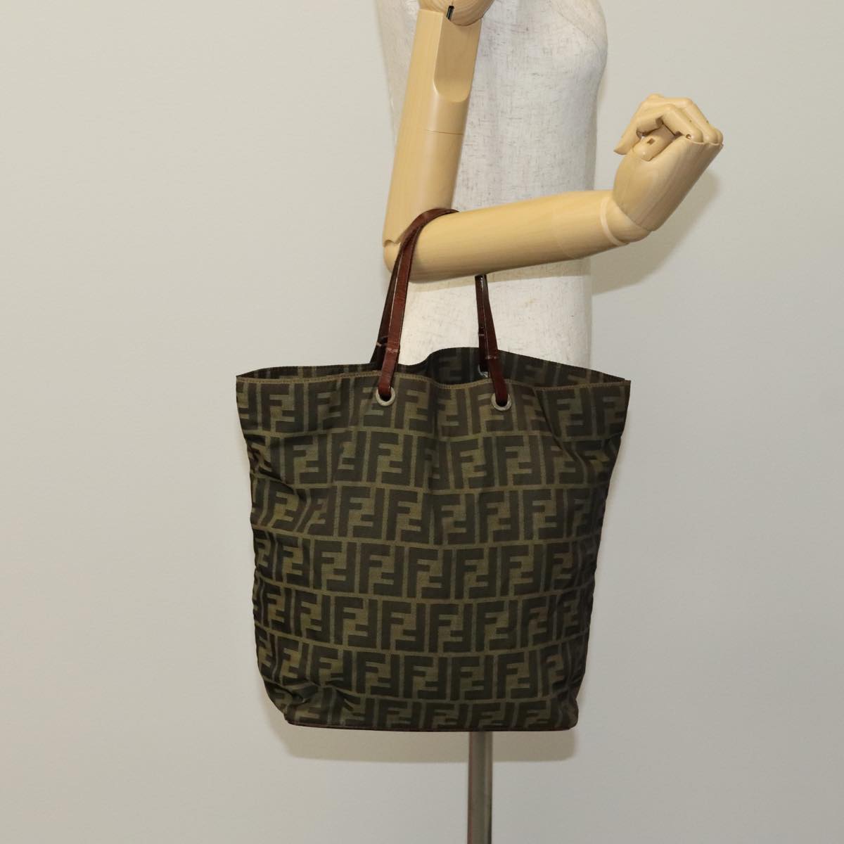 FENDI Zucca Canvas Tote Bag Brown Black ep7142