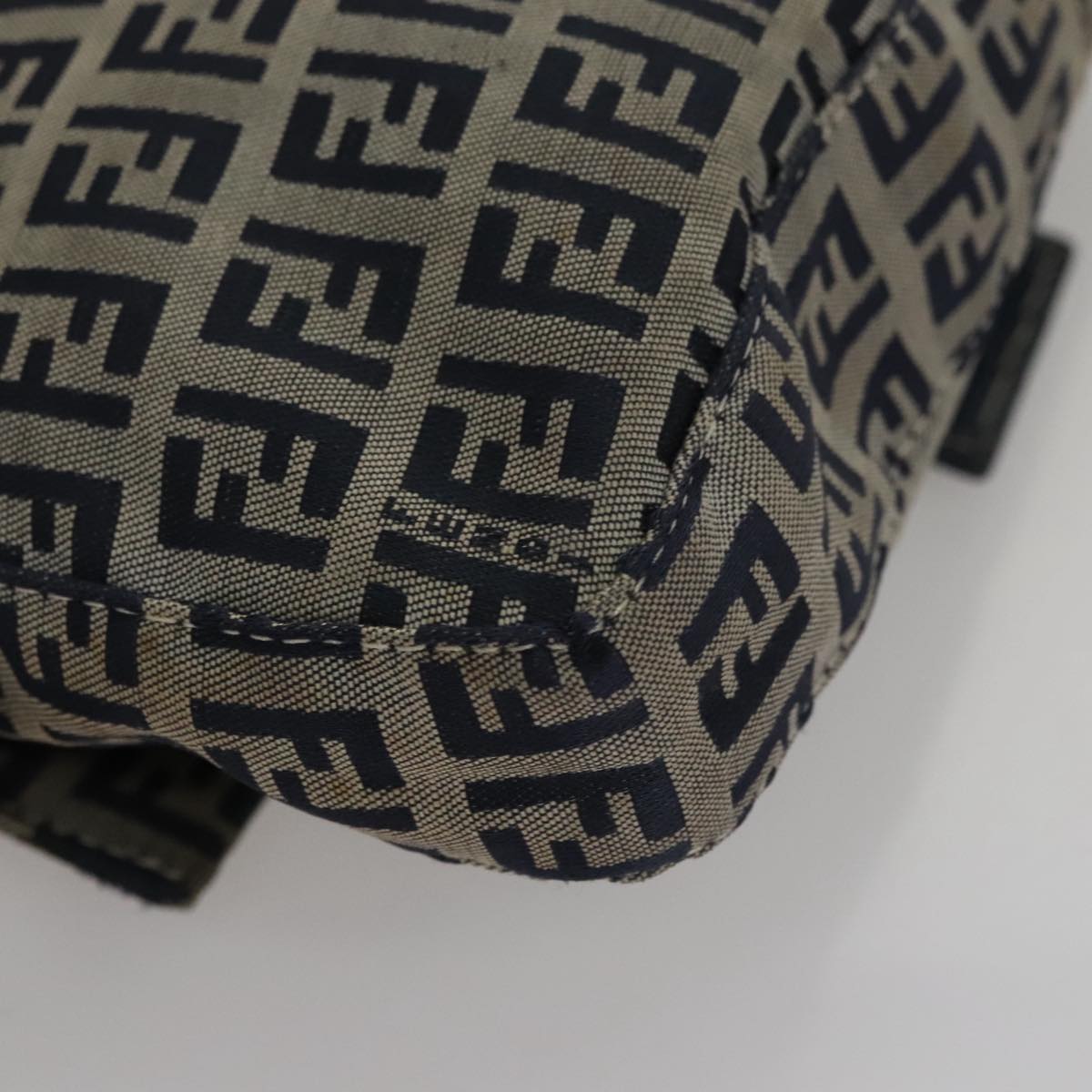 FENDI Zucchino Canvas Mamma Baguette Shoulder Bag Navy ep7212