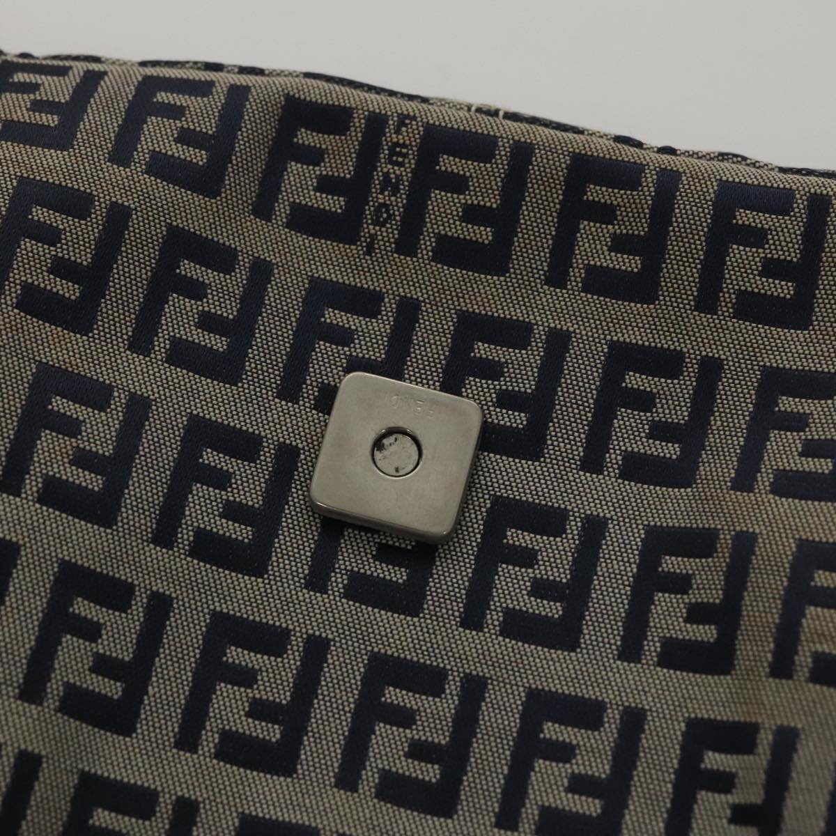 FENDI Zucchino Canvas Mamma Baguette Shoulder Bag Navy ep7212