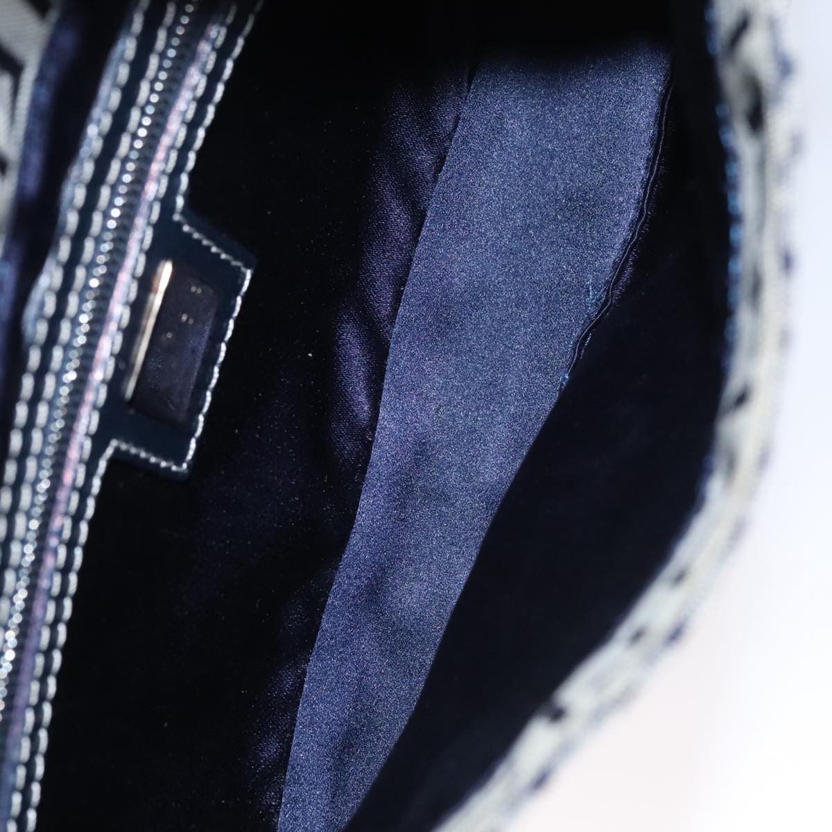 FENDI Zucchino Canvas Mamma Baguette Shoulder Bag Navy ep7212