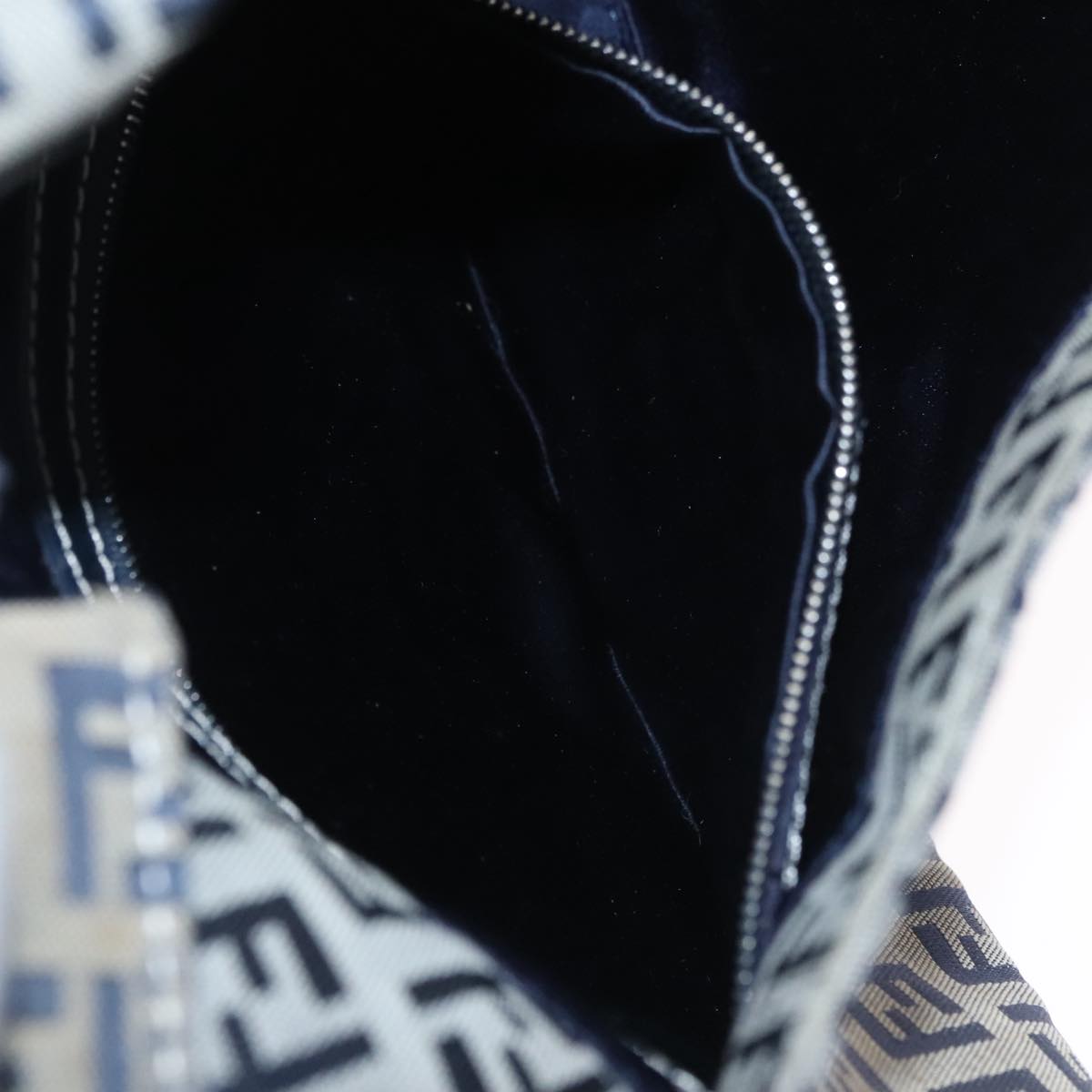 FENDI Zucchino Canvas Mamma Baguette Shoulder Bag Navy ep7212