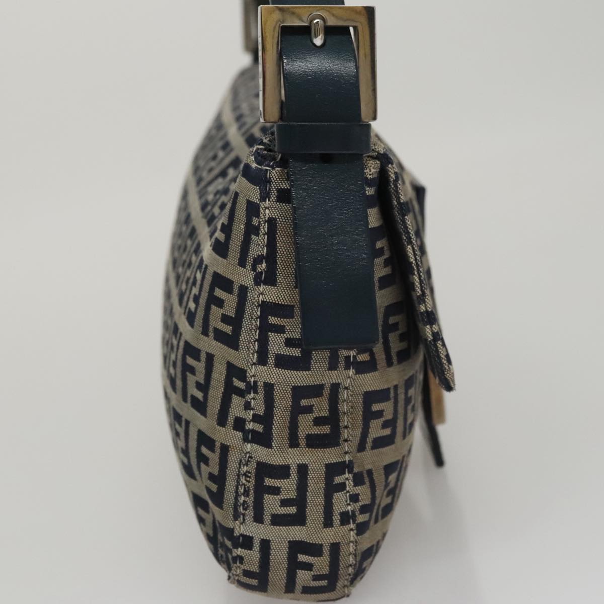 FENDI Zucchino Canvas Mamma Baguette Shoulder Bag Navy ep7212