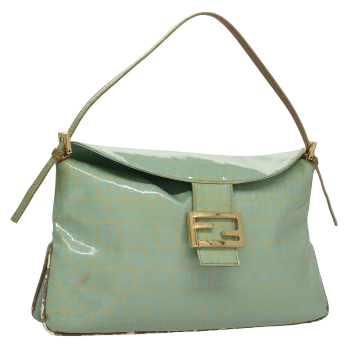 FENDI Zucchino Mamma Baguette Shoulder Bag Coated Canvas Peppermint ep7217
