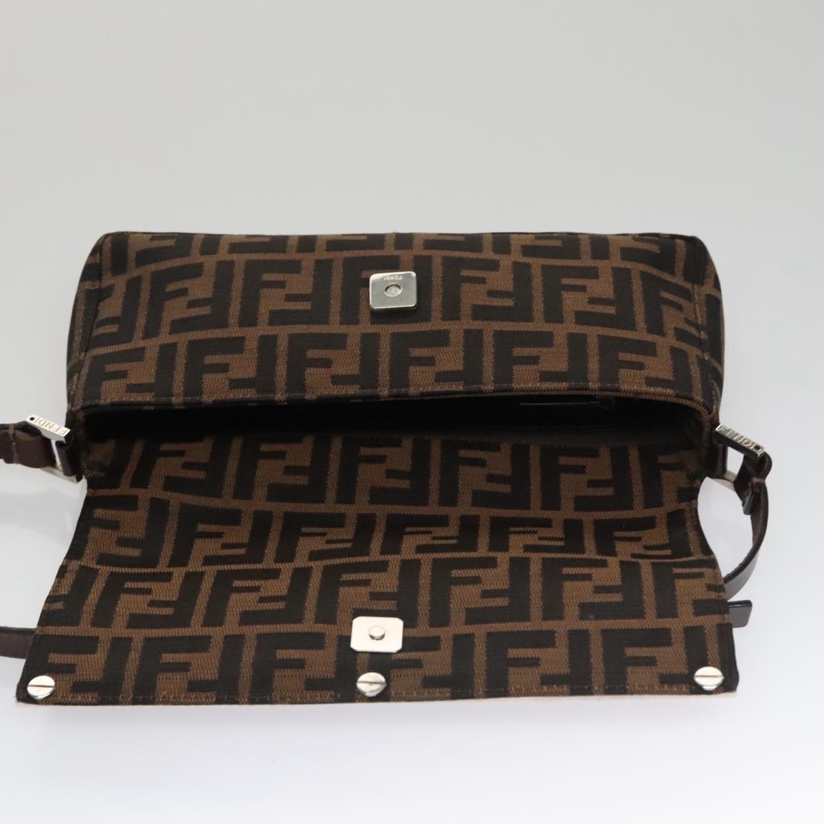 FENDI Zucca Canvas Shoulder Bag Brown ep7236