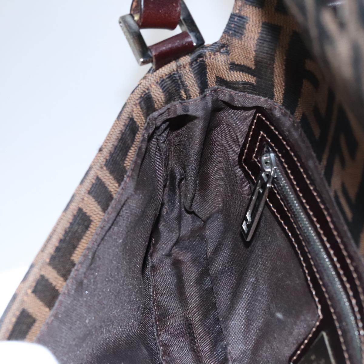 FENDI Zucca Canvas Shoulder Bag Brown ep7236